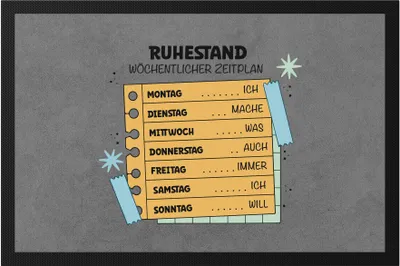 Produktbild von Ruhestand Wöchentlicher Zeitplan Fußmatte Wochenplan Zeitplan Ruhestand Pension Plan Tagesstruktur Rente