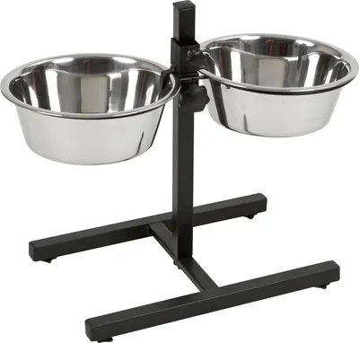 Obrázek produktu pro Plynulá nastavitelná miska pro psy 2 x 2800 ml výška 43 cm černá - Miska z nerezové oceli - Nastavitelná miska pro psy stojan pro psy