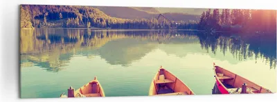 Produktbild von Bild auf Leinwand - Leinwandbild - Berge See Boot - 160x50cm - Wand Bild - Wanddeko - Wandbilder - Leinwanddruck - Bilder - Kunstdruck - Wanddekoration - Leinwand bilder - Wandkunst - AB160x50-3652