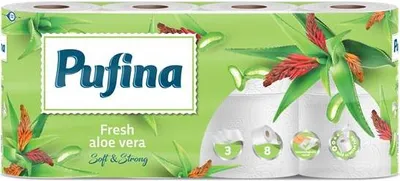 Obrázek produktu pro Toaletní papír "Aloe Vera", 3-vrstvý, 8 rolí, PUFINA PP20754