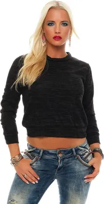 Produktbild von Damen Shirt T-Shirt Sport & Freizeit kurz Langarm; Schwarz/S/M 36/38