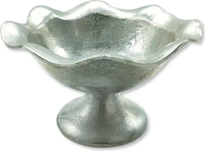 Produktbild von Aluminium Deko Schale mit Fuß silber 16 x 27cm Obstschale Dekoschüssel Gemüse Obst Schüssel