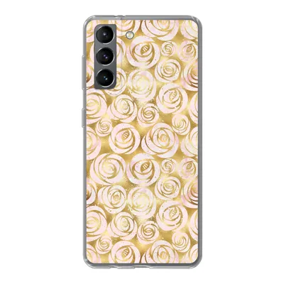 Produktbild von MuchoWow® Handyhülle Schutzhülle Hülle für Samsung Galaxy S21 Marmor - Gold - Rosen - Muster Silikon Softcase Handy Hülle - Softcase