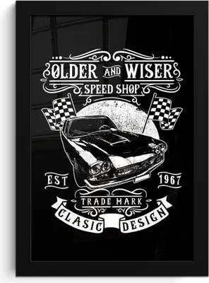 Produktbild von MuchoWow® MuchoWow® Gerahmtes Poster Mancave - Auto - Flagge - Retro 20x30 cm - Poster mit zchwarzem Bilderrahmen - Drucken - Bilder Poster im Rahmen