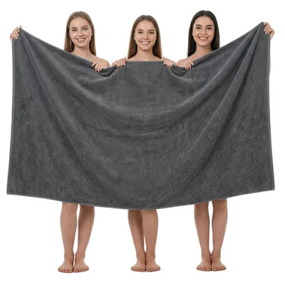 Zdjęcie produktu dla Ręcznik kąpielowy XXL, 100x200 cm, kolor antracytowy, wykonany z mikrofibry. Idealny jako ręcznik do sauny, plaży lub kąpieli. 1 sztuka