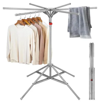 Productafbeelding van Omgoods- Droogrek Uittrekbaar - Inklapbaar - Stabiel - Ruimtebesparend - 6 Vleugels - Voor Balkon/Binnen/Buiten - Wasrek