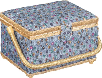Zdjęcie produktu dla Pudełko do szycia - 24x17,5x13 cm - Szare, turkusowe, pomarańczowe
