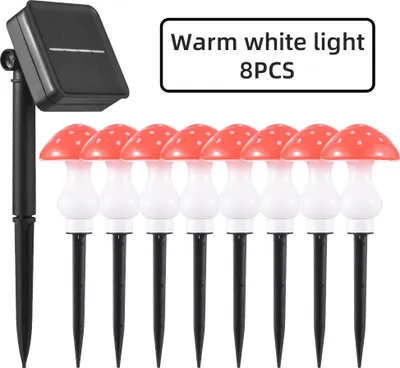 Zdjęcie produktu dla zestaw 8 lampek solarnych - wodoodporne lampki LED do ogrodzenia zewnętrznego, patio, ogrodu, 8 trybów świecenia