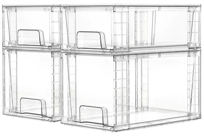 Productafbeelding van 4 stuks stapelbare opbergboxen voor de badkamer