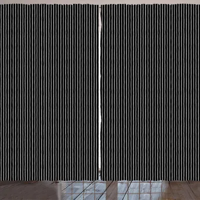 Produktbild von ARANDE Nadelstreifen Gardine, Monochrom Schwarzweiss-Entwurf Weiß Dünne Ungleiche Linien auf dunklem Hintergrund, 280 x 245 cm, Schwarz und weiß