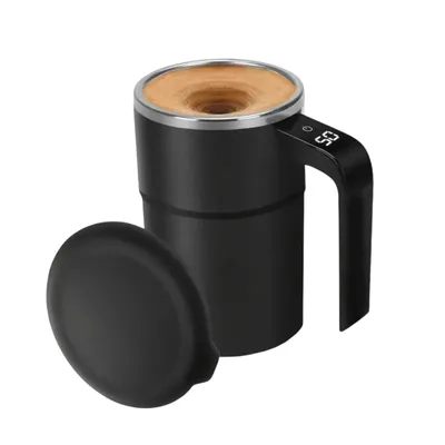Produktbild von hrnček na kávu s objemom 380 ml, samosplachovací hrnček s LCD displejom, nabíjateľný cez USB Type-C - MIKSICUP Black