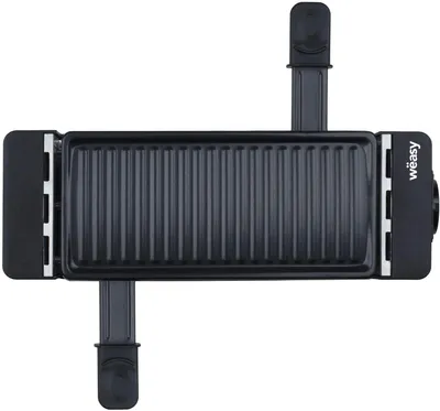 Immagine prodotto di Wëasy TIK12 persone, grill 2 in 1, 400 W, rivestimento per raclette e 2 teglie antiaderenti, piastra rimovibile, nero, legno