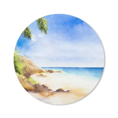 Produktbild von MuchoWow® Mauspad Mousepad Strand - Meer - Aquarell 50x50 cm - Mousepads - Maus Mat - Pad - Mausunterlage - Vinyl
