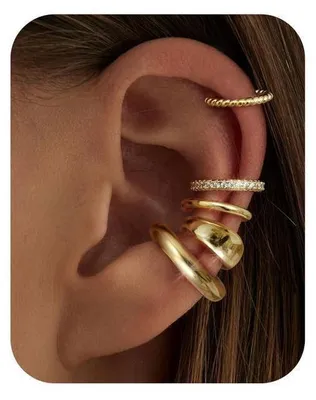 Produktbild von Ohrclips Damen Ohne Ohrlöcher 5er Set Gold Silber Zirkonia Verstellbar