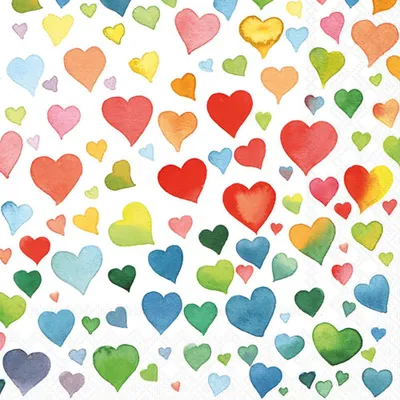 Produktbild von Servietten 33x33 cm - Colourful hearts Mix