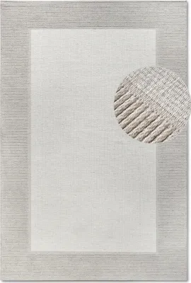 Zdjęcie produktu dla Dywan wełniany pętelkowy 160x230cm, ręcznie tkany kremowy jednokolorowy