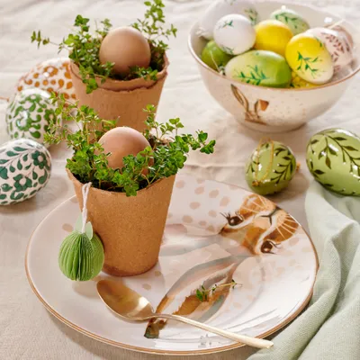 Produktbild von Müslischale Porzellan 15x7cm mit Motiv Hase Weiß / Braun