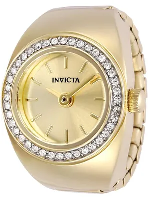 Productafbeelding van Invicta Mini Ring 48944 - Dameshorloge - Quartz uurwerk - Roestvrij staal met een gouden wijzerplaat - 17 mm