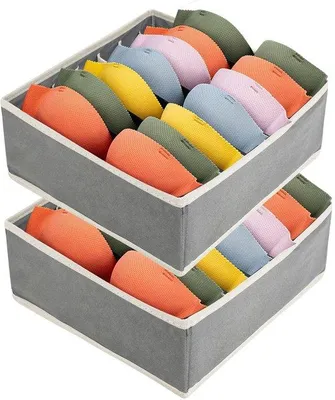 Image de Lot de 2 boîtes de rangement à 7 compartiments, organiseur de sous-vêtements, tiroir pliable pour chambre à coucher
