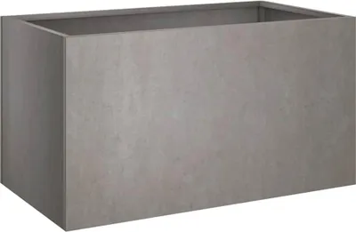 A rectangular planter box made of concrete-like material.