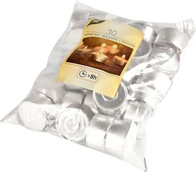 Produktbild von 30 Teelichte Ø 39 mm · 22 mm weiss · mit langer Brenndauer 8 h