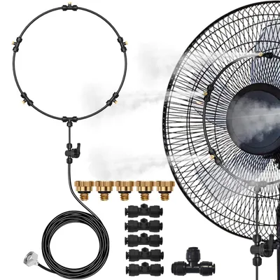 Produktbild von Sprühnebel Kühlung Nebelkühlsystem Wassernebel Sprinkler mit 5m Rohr und 5 Nebeldüsen für Garten, Gewächshaus, Terrasse, Trampolin