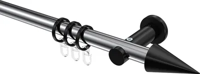 Produktbild von Interdeco Gardinenstange / Vorhangstange Chrom / Schwarz, Typ Platon Savio (Kegel), 20 mm Ø 1-läufig, 520 cm