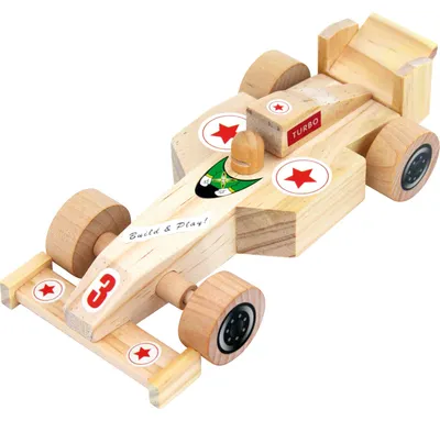 Produktbild von EDUPLAY 800188 Holz Rennauto zum Basteln, natur, 16-teilig (1 Set)