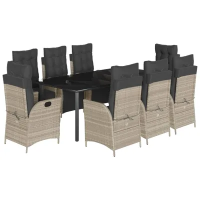 Immagine prodotto di vidaXL set da pranzo da giardino 9 pezzi con cuscini in rattan grigio chiaro