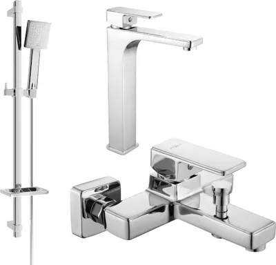 Image de Cetus DQ45 Ensemble de mitigeurs de lavabo et de baignoire avec accessoires, chrome (744313DQ45-00)