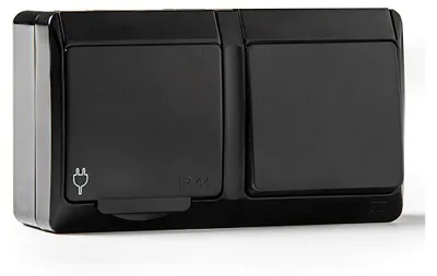 Image de Va-et-vient + Prise étanche Ip44, 16a 250 V, Noir
