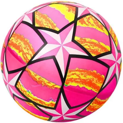 Image de Balle en caoutchouc rose avec des étoiles, diamètre 24 cm