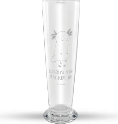 Produktbild von Mr. & Mrs. Panda Bierglas Axolotl Glücklich - Transparent - Geschenk, Motivationsspruch, gut Gelaunt, Bier Glas, Lurch, Lebensfroh, Motivation, Weißbierglas, Weizenbier