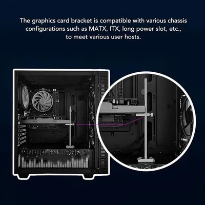 Image de Support de GPU en aluminium noir, réglable, pour ITX