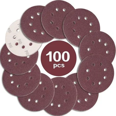 Produktbild von 80 Körner Schleifpapier-Schleifscheiben 125mm 8 Loch Rot