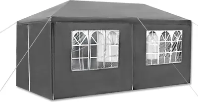 Image de UISEBRT 3x6m Tente de réception Pavillon étanche stable de jardin anti-UV avec parties latérales et grandes fenêtres Tente de jardin chapiteau pour jardin fête Anthracite