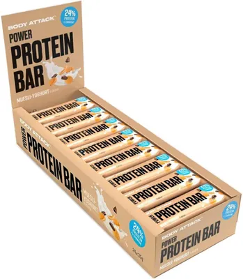 Produktbild von Body Attack Power Protein Bar-24 Riegel a 35 g Müsli Joghurt