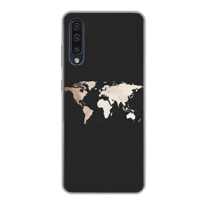 Produktbild von MuchoWow® Handyhülle Schutzhülle Hülle für Samsung Galaxy A30s Weltkarte - Leder - Schwarz Silikon Softcase Handy Hülle - Karteninhaber