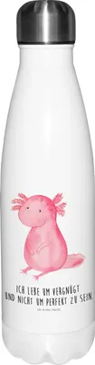 Produktbild von Mr. & Mrs. Panda Thermosflasche Axolotl Niedlich - Weiß - Geschenk, isolierflaschen, Lebensweisheit, Liebe, Wasserflasche, trinkflaschen, Fröhlich, Freundin, Trinkflasche