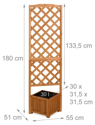Obrázek produktu pro Dřevěný květináč s mřížkou, 180 cm, oranžový