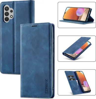 Produktbild von Galaxy A32 5G Hülle, Standfunktion Kartenfach Wallet Leder Schutzhülle für Samsung Galaxy A32 5G Blau