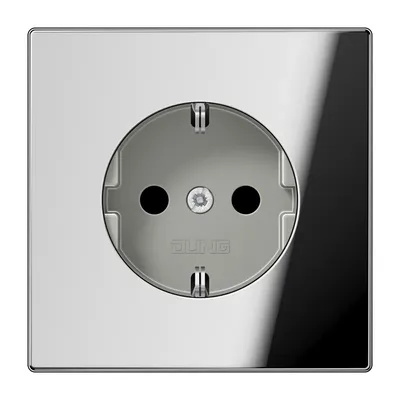 Produktbild von JUNG GCR 1520 KI. Buchsen-Typ: CEE 7/3. Produktfarbe: Chrom, Material: Metall. Eingangsspannung: 250 V, Stromstärke (ma