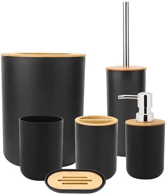 Immagine prodotto di Set da bagno in nero dal design contemporaneo e con accessori funzionali