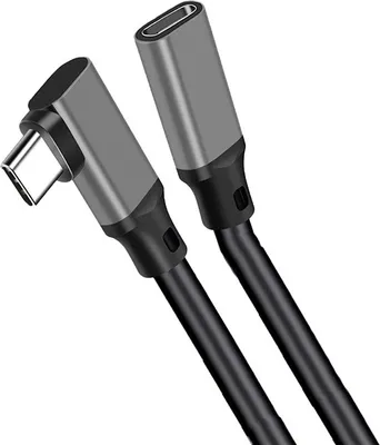 Imagen del producto de INF Cable alargador tipo C con diseño acodado - PQ116 gris (10 Gbps+4K+100 W) 1 m