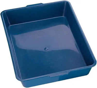 Image de Bac à litière en plastique - bleu - dimensions : 46 x 31 x 8 cm