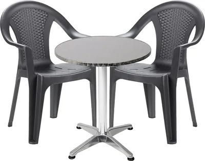 Produktbild von Bistrogarnitur 3-teilig Aluminium - Kunststoff Anthrazit