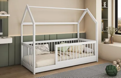 Obrázek produktu pro Domečková postel se zábranou 80x180 ALIRA - bílá