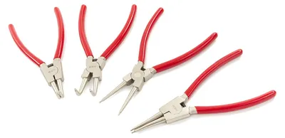 Immagine prodotto di Set pinze per anelli di sicurezza Seeger a becco curvo e dritto interni/esterni , pinze con punte dritte e curve per bloccaggio interno ed esterno ,225 mm, 4 pezzi Hbm