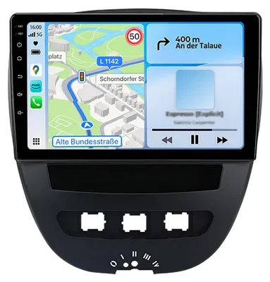 Immagine prodotto di Autoradio per Peugeot 107, Citroën, Toyota, Aygo, C1 (2005-2014) con CarPlay wireless, Android Auto, 4G, WiFi, navigatore GPS, processore a 8 core, RDS, DSP, DAB+, schermo da 10 pollici, 4+64 GB