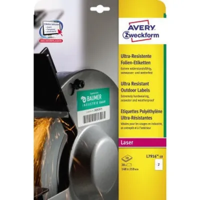 Immagine prodotto di Avery L7916-10 etichetta autoadesiva Rettangolo Permanente Bianco 20 pz